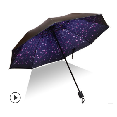 创意晴雨伞 黑胶太阳伞防紫外线遮阳伞 女防晒三折折叠伞雨伞批发