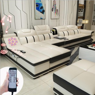 真皮沙发组合现代简约客厅家具转角贵妃位整装多功能软体皮艺沙发