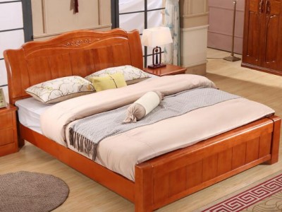 新中式实木床1.8米双人床厚实储物床1.5米单人现代中式床厂家直销