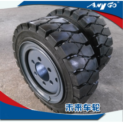ANYGO牌合力叉车实心轮胎28x9-15及配套钢圈拖车实心轮胎